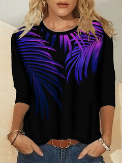 Women's Printed Long Sleeve Crew Neck T-Shirt