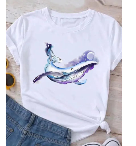 Trendy Women's Y2K Crew Neck Cute Puppy Print T-Shirt