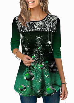 Fashion Christmas Print Crew Neck T-Shirt