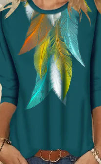 Women's Printed Long Sleeve Crew Neck T-Shirt