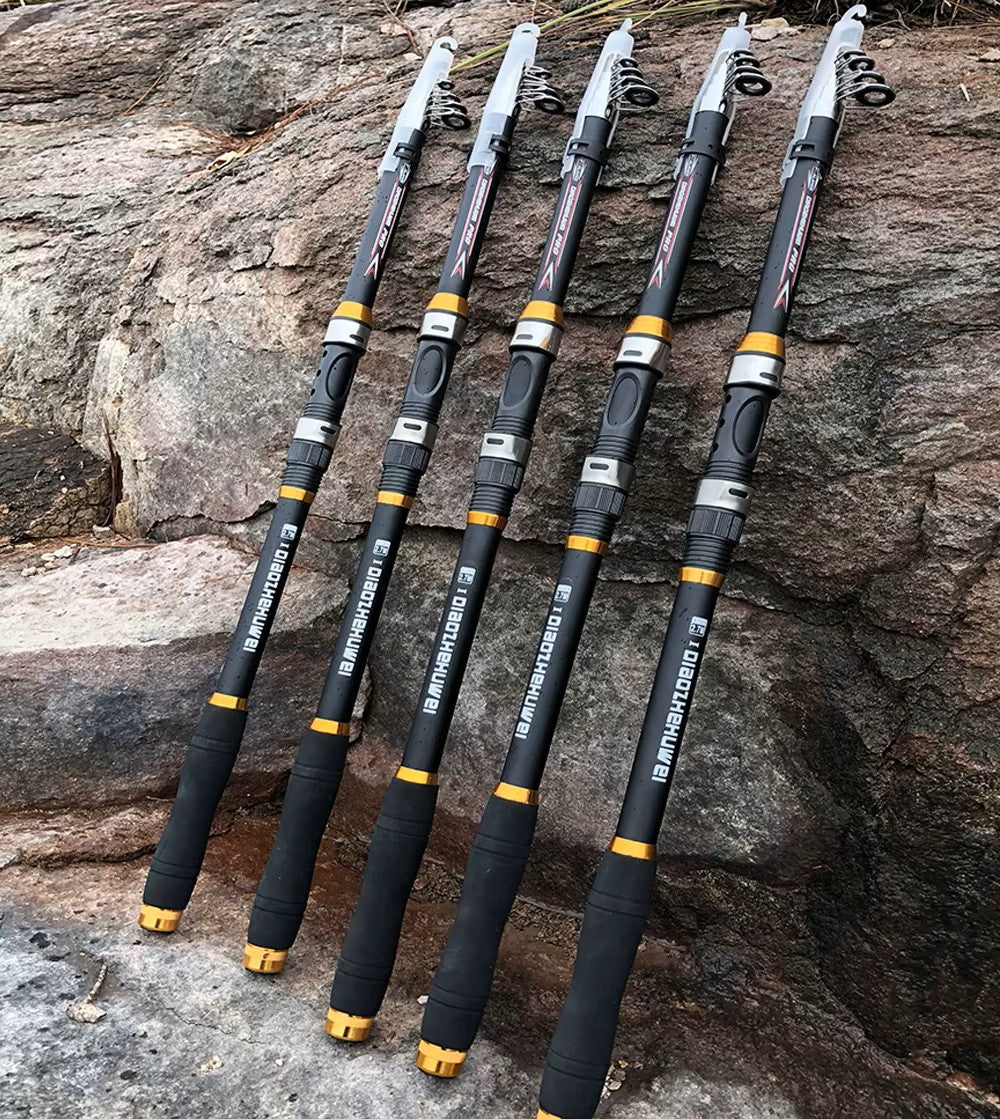 GHOTDA New Carbon Fiber & FRP Telescopic Fishing Rod (2.1–3.6M) – White Spinning Design