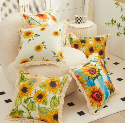 Sunflower Charm Linen Pillowcase