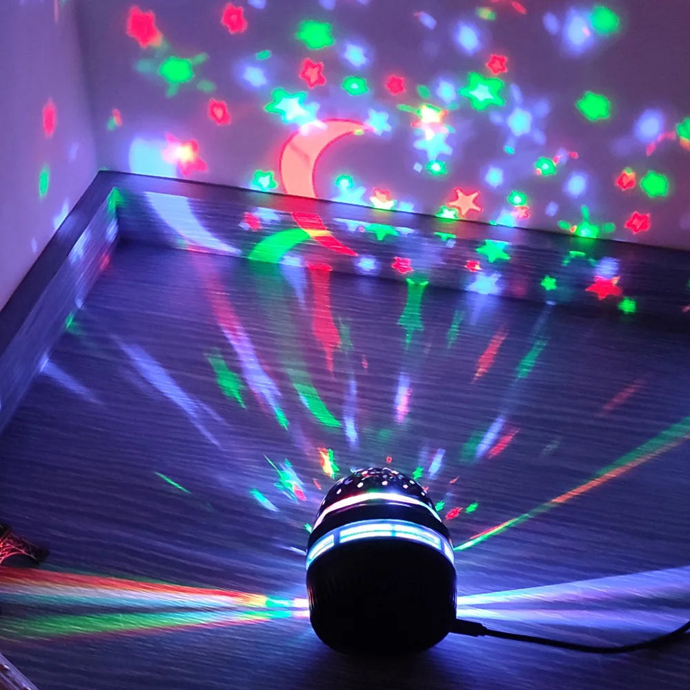 Starry Sky Night Light Projector – LED Rotating Stage Light & Bedside Mood Lamp