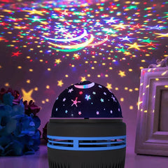 Starry Sky Night Light Projector – LED Rotating Stage Light & Bedside Mood Lamp
