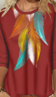 Women's Printed Long Sleeve Crew Neck T-Shirt