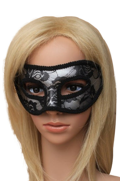 Black Lace Silver Masquerade Mask (Pack of 3)-0