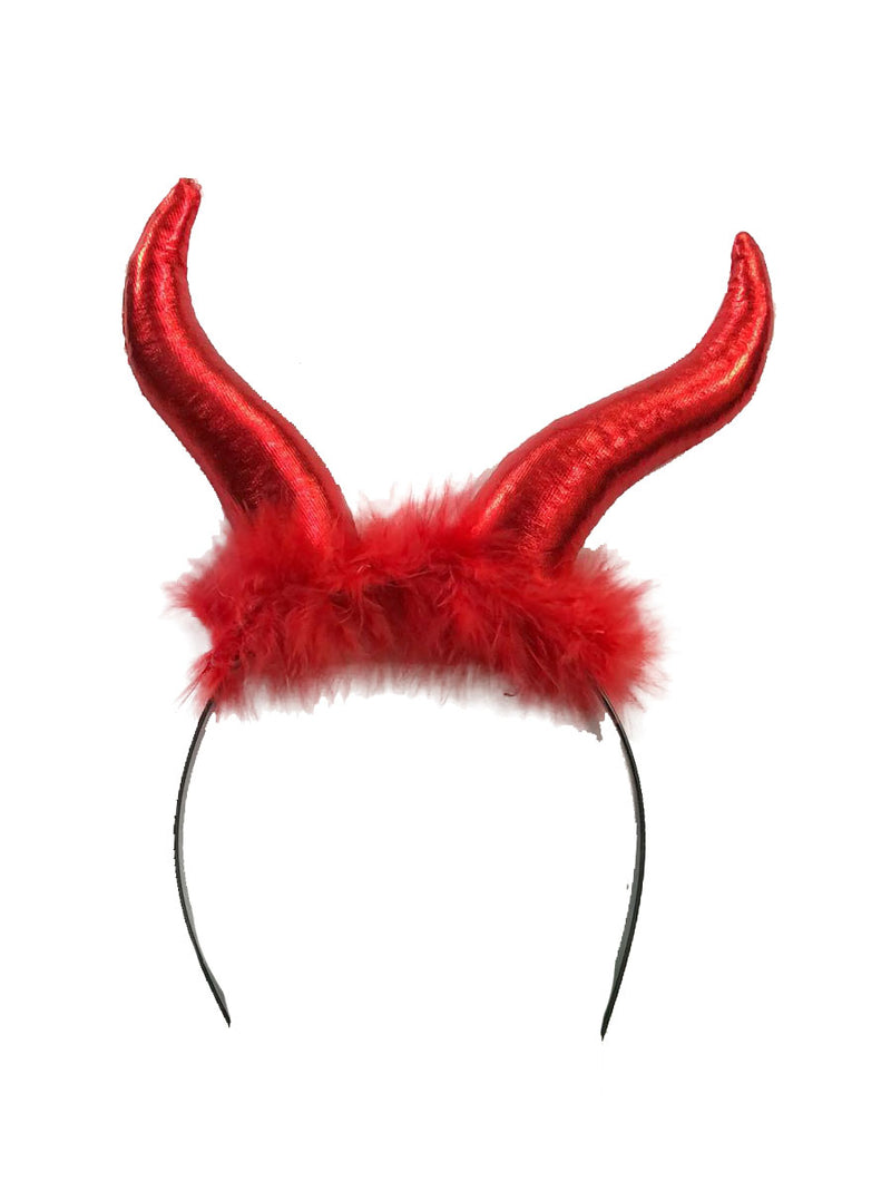 Red Horns Headband With Red Fur-0
