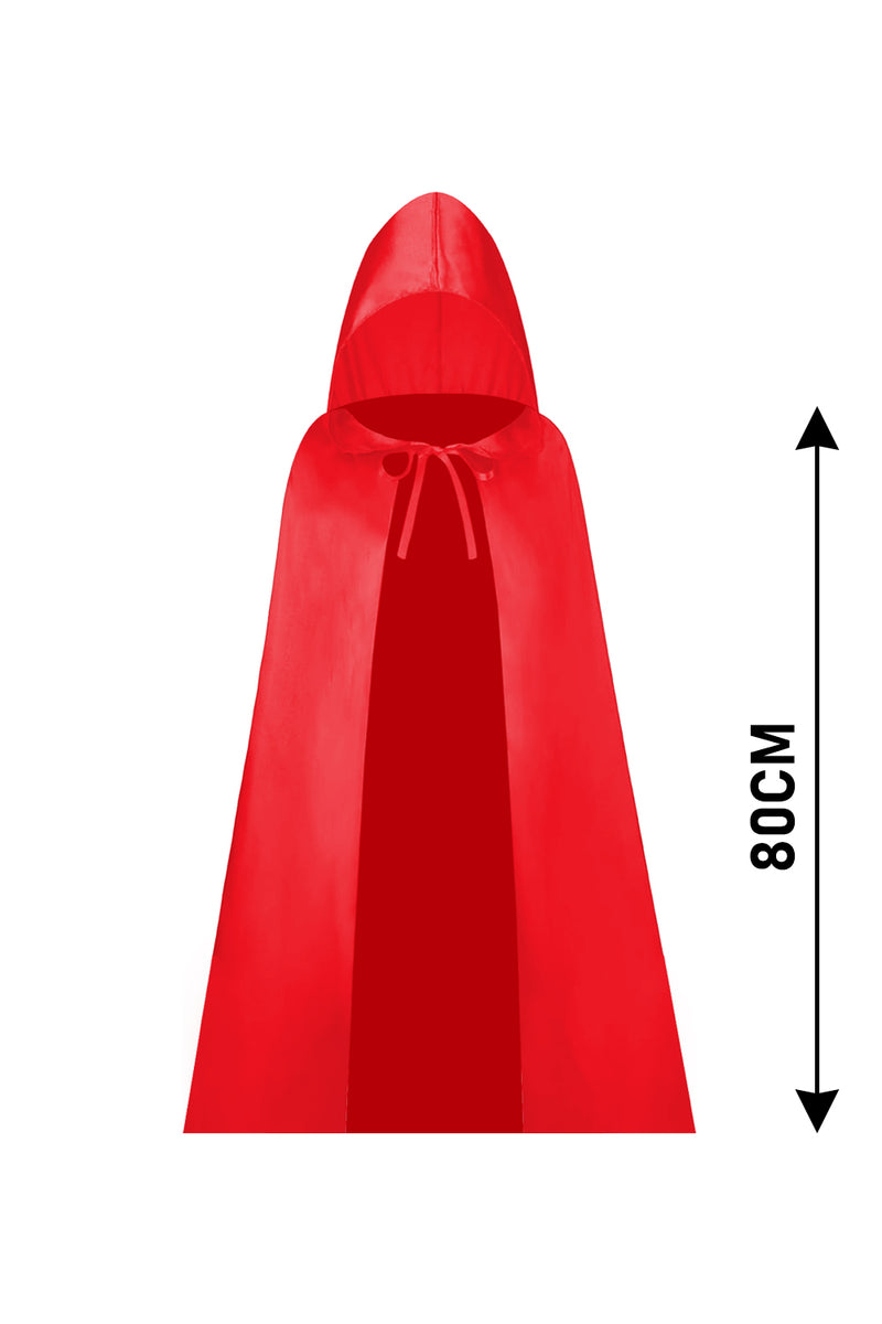 Children's Red Satin Hooded Cape 80cm-0