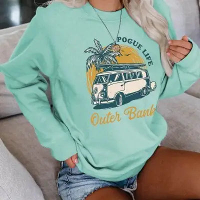 Printed Casual Women's Loose Crew Neck T-Shirt