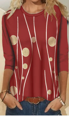 Women's Printed Long Sleeve Crew Neck T-Shirt