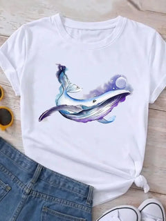 Trendy Women's Y2K Crew Neck Cute Puppy Print T-Shirt
