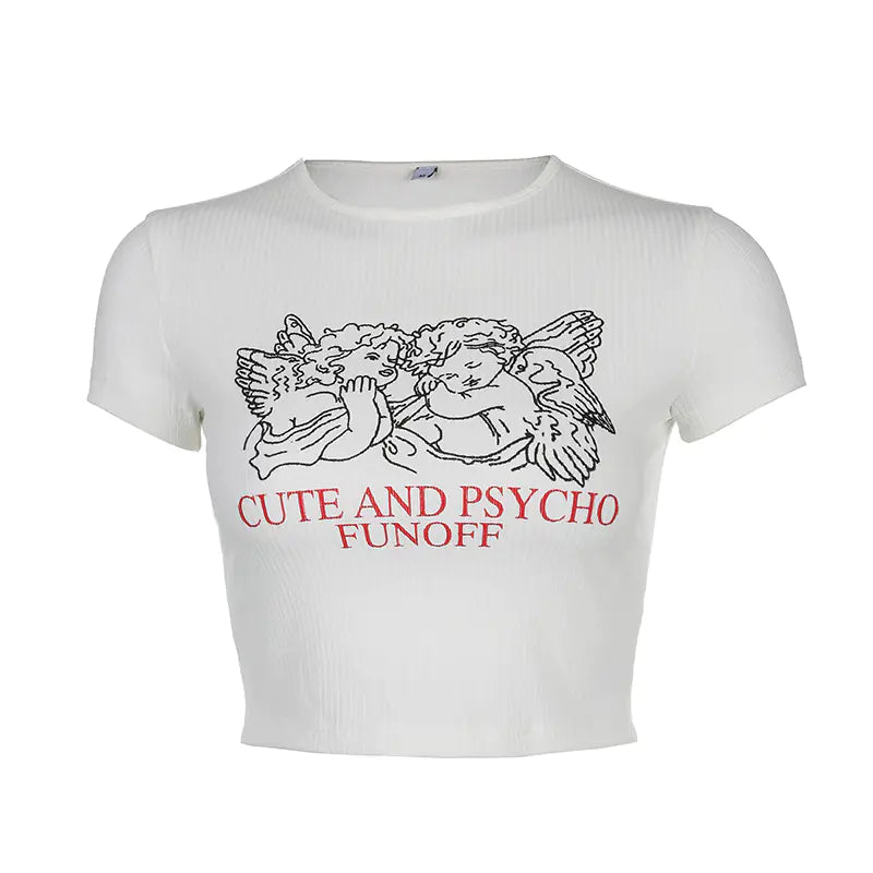 2020 Women's Summer Fitted Crew Neck T-Shirt with Print